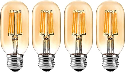 ZFQ 4er Pack E27 LED Leuchtmittel 6W 220V 2700K Amber Glow T45 Lampen Filament Retro Ersetzt 60 Watt, Nicht Dimmbar