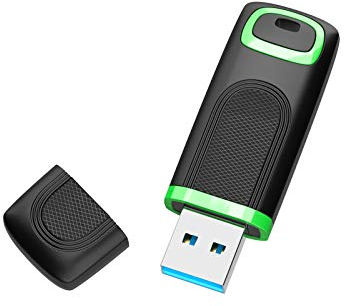 Kexin 128GB USB 3.0 Flash Drive - Cap Design Mini Data Storage Stick - Fast Speed USB Drive for PC, Laptop, Tablet, Macbook, Car, TV (Black, Green)