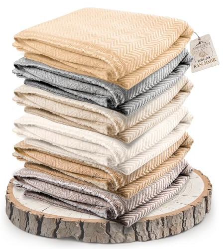 yanopurna Kaschmirdecke – handgewebte Sofaüberwurf Decke aus 100% Kaschmirwolle – 135 x 270 cm. Weiche und gemütliche Kuscheldecke mit Fischgrätenmuster für Couch und Stuhl – Hergestellt in Nepal