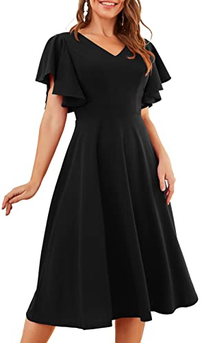 Bridesmay Cocktail Dresses for Women 2026 Wedding Guest Midi Dress with Sleeves Formal Tea Party Dress for Women
