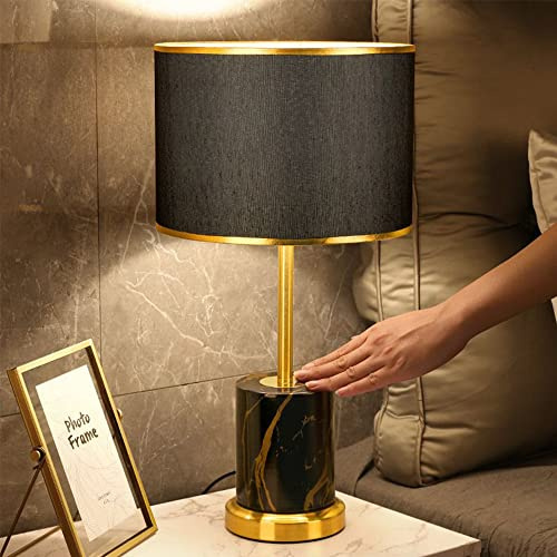 Chao Zan Lampada da tavolo in Ceramica, Paralume in Tessuto Lume Comodino Camera da Letto Luce Lampadina E27 Max 40W, interruttore di linea,Design Moderno (Senza Lampadine) (Nero)