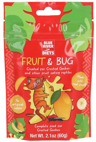 Blue River Diets Complete Crested Gecko Food | All Natural Gecko Food Made in the UK | Black Soldier Fly Larvae & Bee Pollen | Low Fat | 60g | Fruit and Bug
