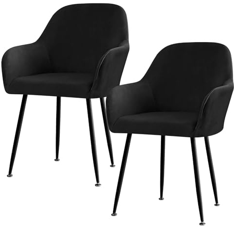 Betylifoy Stretchstolsöverdrag, set om 2, elastiskt stolsöverdrag, stolskydd med armstöd, avtagbart stolskydd, svart skyddsöverdrag för matsal, vardagsrum, bröllop, partydekoration (svart, 4 st)