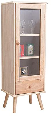 MOOWI Weinschrank Kleiner Weinschrank aus Holz mit Einer Tür, Glas, freistehender Weinschrank for Wohnzimmer, Flur, Büro Barschrank