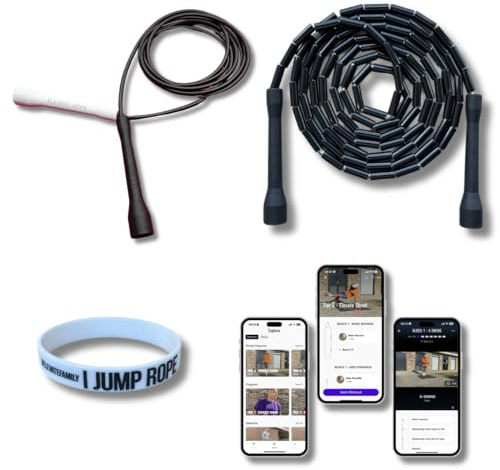 Elevate Rope Springseil Set 2er-Pack, Speed Rope und Perlenseil | Zwei Seile für Tempo und Rhythmus, je 3 m verstellbar, für Erwachsene und Kinder, gratis Trainings-App, Geschenkidee