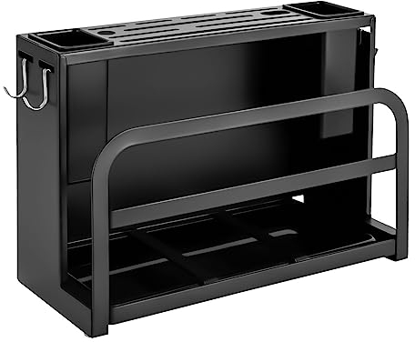 Bloc à couteaux à 10 fentes en acier au carbone sans couteaux, support universel pour couteaux de cuisine avec bac de récupération d'eau extensible, support pour bloc à couteaux, non équipé de 4