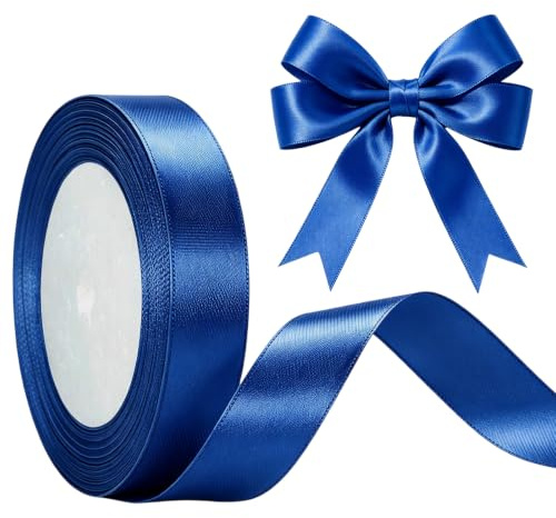 Mörkblått band 20 mm för presentförpackning 22 m, mörkblå satinband 20 mm tjockt för hantverk tårta, hårrosett, polyesterband juldekoration, bröllop bildekor
