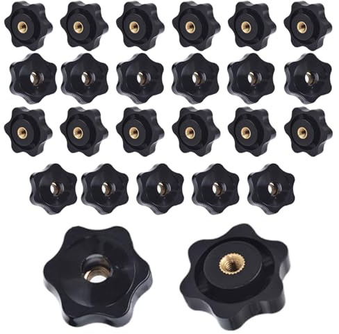 FYting Sterngriffmutter m8,25 Stück Rändelmutter m8,Sterngriffmutter Klemmknopf Schwarz Kunststoff Griffmuttern Innengewinde Klemmknopf Für Mechanische Ausrüstung Industrieausrüstung-32mm