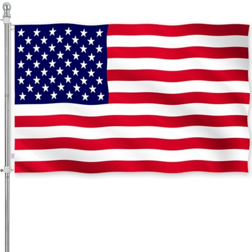 Drapeau américain américain 7,6 x 12,7 cm, 100 % fabriqué aux États-Unis – Polyester robuste aux couleurs vives 3 plis, 4 rangées, bords cousus en toile avec 2 œillets en laiton