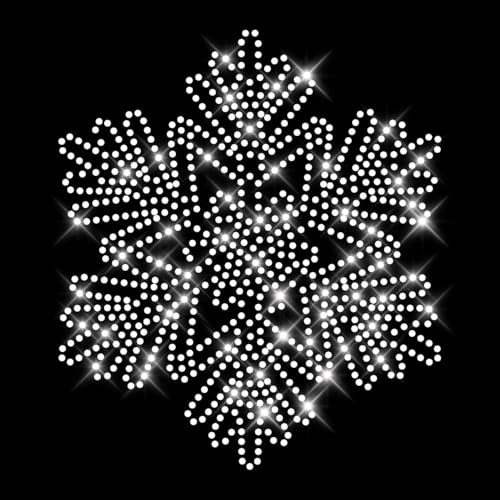 Glitzerdeals Bügelbilder Karneval Strass große Schneeflocke Strass Apres Ski Aufbügler für Textilien Weihnachten Bügelmotiv Schnee Strass Bügelbild Weihnachten