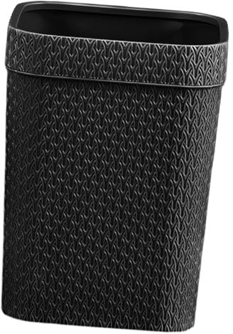 TOPBATHY Imitation Rattan Trash Can Nordic Style Home Office Bathroom Waste Basket Open Top Household Multi-function Garbage Bin in Black