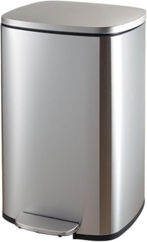 ASerZenith Poubelle Robuste Mains Libres de 8/13 gallons avec Couvercle, Poubelle Commerciale/de Cuisine en Acier Inoxydable brossé, Couvercle à Fermeture Douce et Seau intérieur Po(One Color-50L)