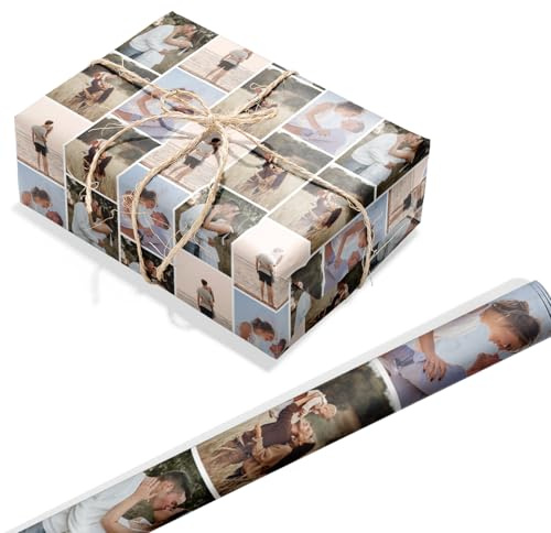 Personalisiertes Geschenkpapier Personalisierte Geschenk Rollen Papier mit Foto Text Personalisierte Geschenkpapier Rolle für Geburtstag, Muttertag, Vatertag, Jahrestag, Hochzeit, 2 Rollen, 74 x 51 cm
