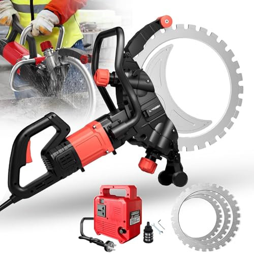Electric Concrete Saw Brushless Circular Saw, 8900W Wall Chaser Ring Concrete Cutter Saw with Blade, 30/40/50 CM Cut Depth, 3300 RPM, Electric Slotter Cutter for Granite, Stone,40CM Cut Depth-110V