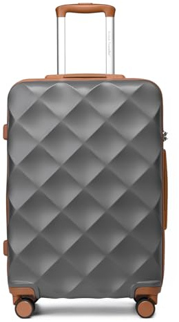 British Traveller Mittelgroßer Koffer 64x43x26.5 cm Leichter Reisekoffer aus ABS+PC mit TSA-Schloss, 4 Rollen Koffer Trolley