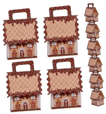 ULTECHNOVO 10 Stück Lebkuchenhaus Geschenkschachteln Aus Karton Mit Tragegriff Festliche Keksdosen Für Weihnachtsleckereien Und Gastgeschenke Dekorative Geschenkboxen Für Familienfeiern