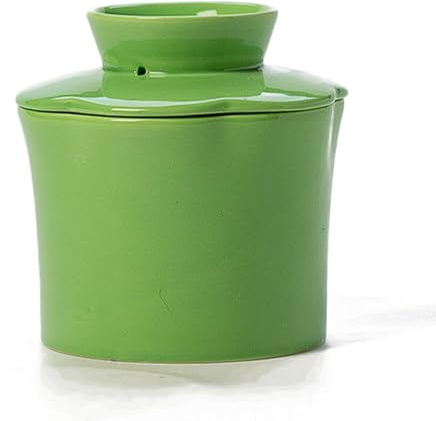 Mantequera de cerámica con tapa, hermética y resistente al agua, caja minimalista de lujo, hecha a mano Compatible with uso doméstico y hotelero.(Groen)