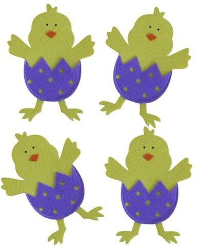 Guaber Set 4 robuste Pasqua in Tessuto Tasca per Posate per Pulcini Comodo taglierino per Pulcini e copriforchette per l'intrattenimento Domestico, stoviglie per Feste per Bambini