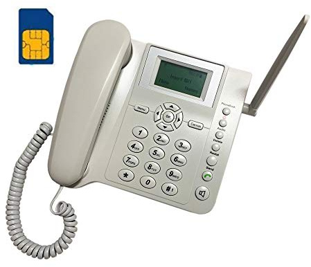 BW Wireless Quad Band GSM Desk Phone - 2.4 Inch LCD Screen, Rechargeable Battery, Caller ID, Redial, Hands Free Functions - White