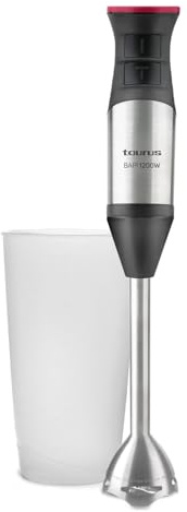 Taurus Bapi 1200 Edelstahl Handmixer, 1200 W, Schneebesen und Eiszerkleinerer, langes Kabel 110 cm, 20 einstellbare Geschwindigkeiten, ergonomischer Griff, Turbo Rotation System, BPA-frei, inkl.