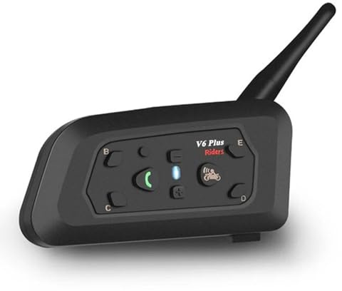 QSPORTPEAK V6 Plus intercomunicador Casco Moto,Full Duplex inalámbrico Auricular Bluetooth Casco Moto Conectar hasta 6 Pilotos,Rango 1200m/ HiFi Sonido estéreo/IP65 Impermeable,1 Pieza
