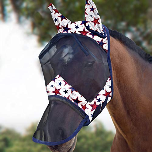 Harrison Howard LumiVista Horse Flugmask Lång näsa med öron UV-skydd för Horse-Dream Star (L; Full storlek)