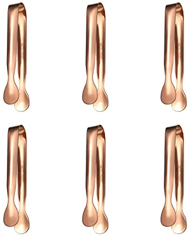 Raopuzi 6 Pcs Pince à Glaçons, 11cm Pince à Sucre en Acier Inoxydable Pince de Service Multifonctions pour Candy Bar Mariage Cuisine Anniversaire Parties (Or Rose)