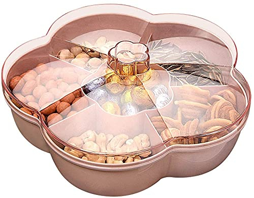 Snack Aufbewahrungsbox, Süßigkeiten Box, Snack Serviertablett Snacks Aufbewahrungsbox Mit Deckel für Nussbonbons Trockenfrüchte Lebensmittel Aufbewahrungsbox Obstbox Trockenobstbehälter, Rosa