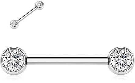 hengkaixuan G23 Titan bröstvårta skivstång 14 g bröstvårtsring bröstvårta smycken bro skivstång internt gängad bröstvårta piercing kroppspiercing smycken för kvinnor, Titan, Ingen ädelsten