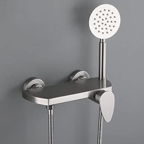 Rubinetto Per Vasca Da Bagno Monocomando Esterno, Acciaio Inox Rubinetto Miscelatore Bagno Vasca Per Doccia A Parete Con Doccetta E Flessibile Doccia Da 1,5 M, Spazzolato