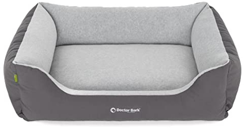 Doctor Bark Hundebett Flauschig und Weich für mittlere Hunde - Waschbar, Strapazierfähig, Kuschelig - Made in Germany - GreenLabel (M - 86x65 cm, Grau)