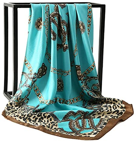 Bysonglezai Schals Damen Tücher Halstuch Scarf Seidenschals Mit Leopardenmuster Beliebte Kopfbedeckung Mode Halstuch Sonnencreme Quadratische Tücher Vier Jahreszeiten Luxus