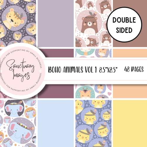 Boho Baby Animals Vol 1 Scrapbooking Paper pack: Decorative Craft Paper Pad Supplies, Junk Journaling, Scrapbooking, & Crafting Projects - Double Sided 8 x 8 48 pages