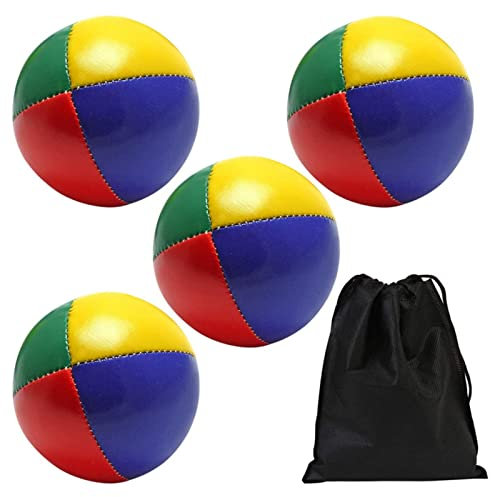 Eowppue Jonglierbälle 4 weiche Bälle für Spiele, Zirkus und Clown-Training - bunt, leicht und mit Aufbewahrungstasche