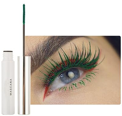2PCS Mascara Waterproof Primer per Ciglia, Mascara Voluminoso Extra Lungo in Fibra Colorata, Incantevole a Lunga Durata, Volume, Allungamento e Senza Sbavature (07# Green)