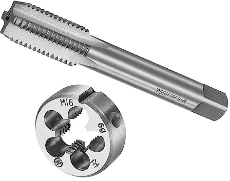 CoCud Gewindeschneiden und Schneideisen M16 x 2 Links Hand 1Set | Gewinde Metrisch Schnellarbeitsstahl Maschinenschraube und Rund Matrize Kit - für Gewindeschneiden Reparieren