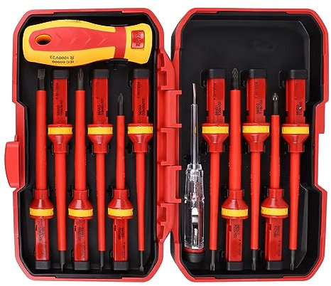 Gugxiom 13PCS Premium Insulated Screwdrivers Set, 1000V Electrical Screwdriver Set Klein Insulated Screwdriver Set, Professional Electricians Screwdriver Set for Appliance Repair, GUGXIOMTMVZ9YRGFA