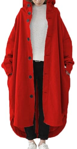 Herbst Und Winter Damen Windbreaker Jacke Mit Kapuze Mittellang Langarm Taschen Knopfleiste Bequeme Freizeitjacke