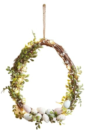 Kunstblumendeko Frühlingsdeko für Zuhause Türen Osterkranz-Simulations-Eierkranz, Frühlings-Simulationskranz, Tür-Hängedekoration, 30 cm großer Osterkranz mit Hase Künstliche Ostern Kranz Tür (A, A)