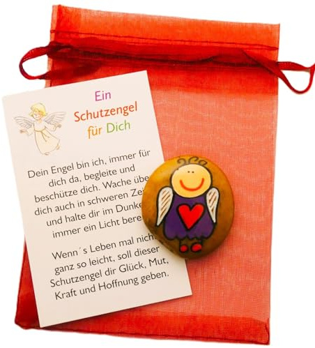 Andys Steinwelt® Schutzengel Handschmeichler mit Name personalisierbar | Glücksbringer für Prüfung, bemalte Steine, Geburtstag Geschenk, Glücksstein mit Engel Figur, Tischdeko, Taufgeschenk