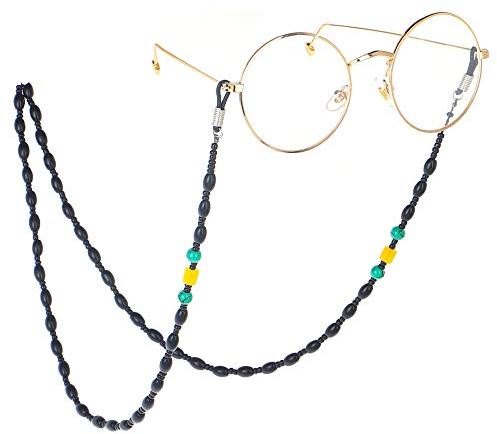 LVUNZJCA Brillenkette Anti-Rutsch-Hand-Perlen schwarze Retro-Brille Kette Brille Kette Brillenzubehör Sonnenbrillenkette