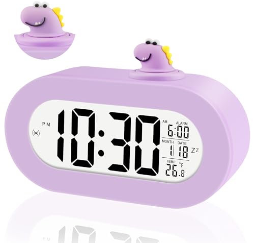 Ayybboo Wecker Kinder Digital für Mädchen Jungen mit Snooze,8 Klingeltöne,12/24H,Leicht zu Bedienen,Ideal für Schlafzimmer,Kinderzimmer,Wohnzimmer (Viola)