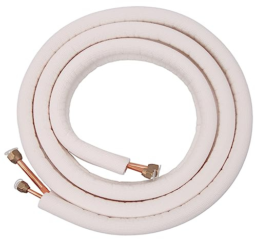 Qiaohome Tubo de Bobina de Pareja de Aire Acondicionado de 3 Metros 1/4 Pulgadas 3/8 Pulgadas de Aluminio Aislado Piezas de Aire Acondicionado Tubo de Refrigerante