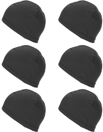 PATIKIL Cappello Assorbente Sudore, 6Pz Cappellono da Calcio per Uomo, Traspirante, Rinfrescante, Fodera per Casco, Bandana per Ciclismo, Corsa, Cappello Sportivo, Nero