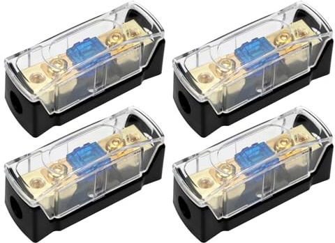 ECSiNG 4 teiliger Auto Mini ANL Sicherungshalter Solid Power Sicherungshalter Stecksicherungshalter aus Metall mit 60A Sicherung für Wohnmobil Und Caravansysteme Boot Und Marineanwendungen