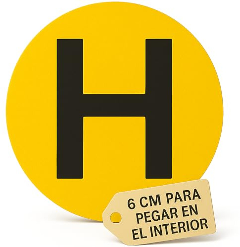 Distintivo Vehiculo Historico, Para Pegar DENTRO DEL PARABRISAS, Homologada, Amarillo Reflectante, H Negro Mate, 60mm Diametro- Pegatina Vehiculo Historico Clásicos - Adhesivo Vehiculo Historico.