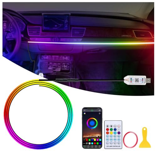 GPJYD Acrylic Car LED Interior Lights, 110cm 146 LEDs RGB Ambient Lighting Car Lights Interior with 16 Million Colors, APP & Remote Control Ca.r Accessories for Men, Women Gifts