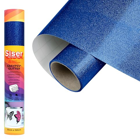 Siser EasyPSV Glitter vinylklistermärke permanent glitter marin blå 150 x 30 cm för personliga föremål, perfekt för inomhus- och utomhusbruk