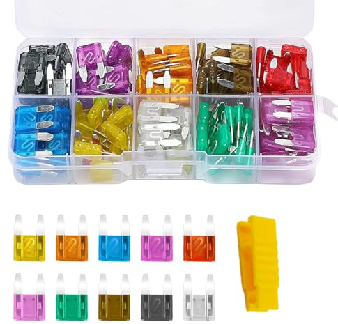 Lyxheth 120-teiliges Auto-Sicherungssortiment, Flachsicherung, Mini-Sicherung, Automobil-Set mit Abzieher, Autozubehör, 2 A, 3 A, 5 A, 7,5 A, 10 A, 15 A, 20 A, 25 A, 30 A, 35 A, Sicherungen