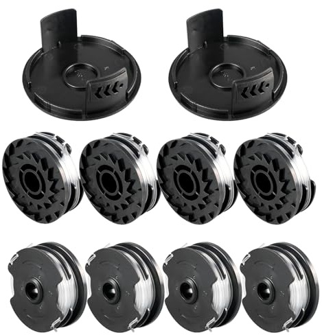 CDIYTOOL Bobina di ricambio per tagliabordi compatibile con Parkside LIDL PRTA 20-Li C3 A1B2 PRT 550 A1 A3 PRT 300 A1, bobina di ricambio per trimmer da 1,6 mm con coperchio TLP-01-1 (8 bobine + 2